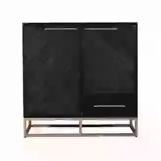 Black Reclaimed Wood Small Sideboard with Gold Frame